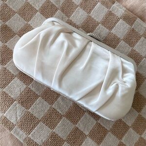 Nina concord pleated satin champagne Clutch Bag